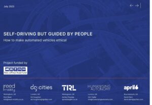 Front page of report Self-driving but guided by people: How to make automated vehicles ethical.