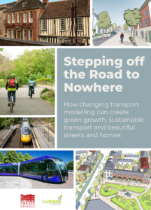 Cover of report called Stepping off the road to nowhere by Walk Wheel Cycle Trust and Create Streets